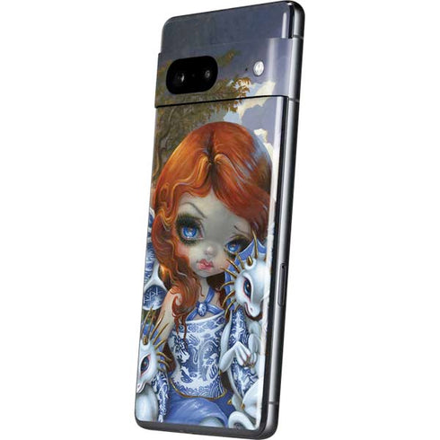 Fairy and Dragons with White and Blue Porcelain Wings by Jasmine Becket-Griffith Pixel Skins